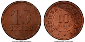 Sumatra. Soember-Doeren 10 Cents Token ND (1891-1912) MS62 Brown PCGS, LaWe-336, Scholten-1140. A delightful Token from Sumatra with ample underlying ...