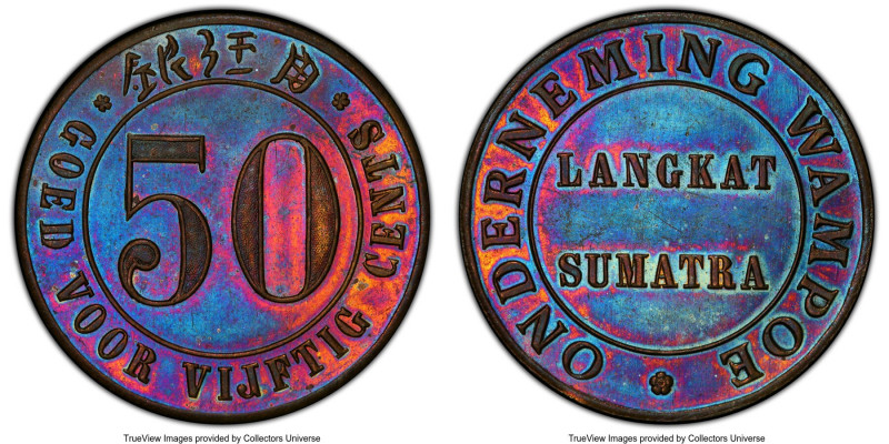Sumatra. Onderneming Wampoe gilt copper 50 Cents Token ND (c. 1882-1892) MS63 PC...