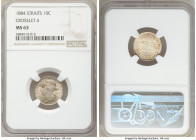 British Colony. Victoria 10 Cents 1884 MS63 NGC, KM11. Crosslet 4 variety. Lightly toned and choice for the type. Only a single example has been seen ...