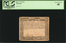 Colonial Notes

MD-88. Maryland. December 7, 1775. $4. PCGS Currency Extremely Fine 40.

Estimate: $200.00- $300.00