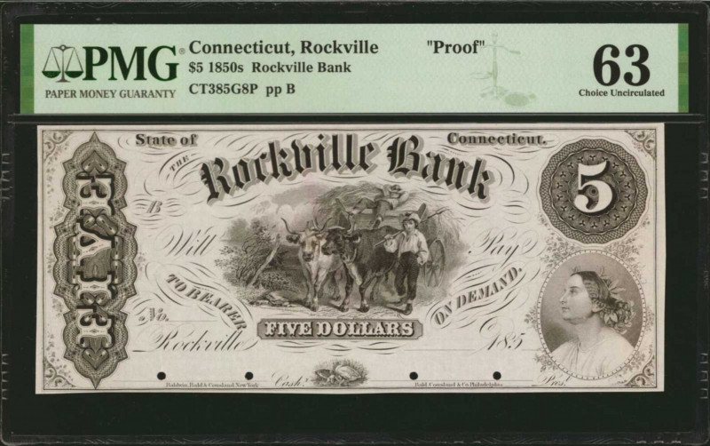 Connecticut

Rockville, Connecticut. Rockville Bank. 1850s $5. PMG Choice Unci...