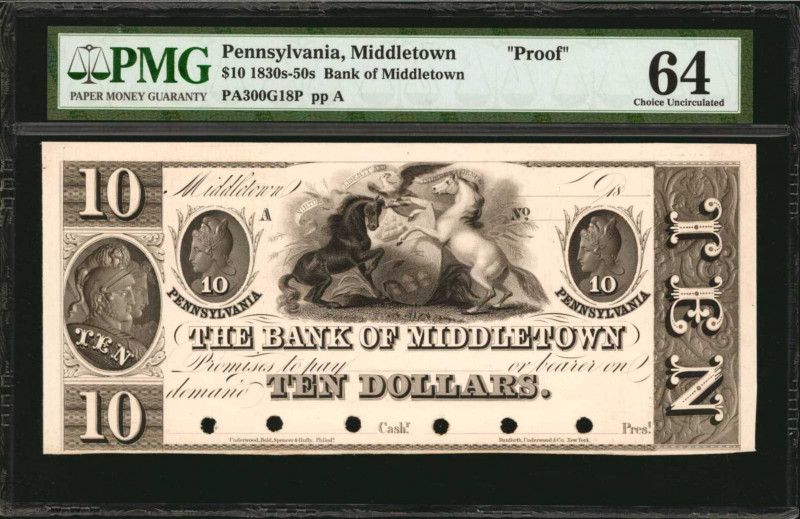 Pennsylvania

Middletown, Pennsylvania. Bank of Middletown. 1830s-50s $10. PMG...