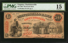 Virginia

Charlottesville, Virginia. Monticello Bank. 1860 $50. PMG Choice Fine 15.

VA45G28a. S/N 481. Liberty at left with Monticello building a...