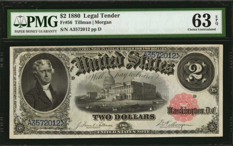 Legal Tender Notes

Fr. 56. 1880 $2 Legal Tender Note. PMG Choice Uncirculated...