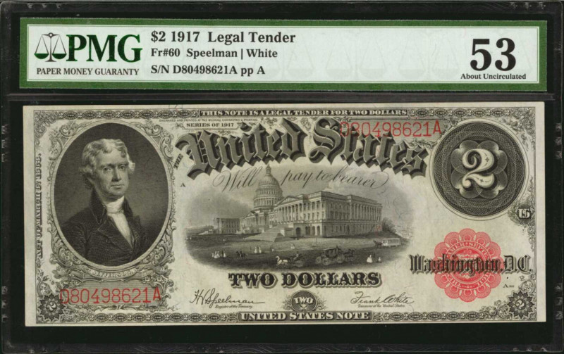 Legal Tender Notes

Fr. 60. 1917 $2 Legal Tender Note. PMG About Uncirculated ...