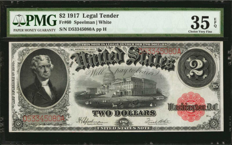 Legal Tender Notes

Fr. 60. 1917 $2 Legal Tender Note. PMG Choice Very Fine 35...
