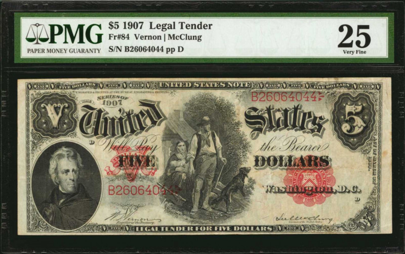 Legal Tender Notes

Fr. 84. 1907 $5 Legal Tender Note. PMG Very Fine 25.

Es...