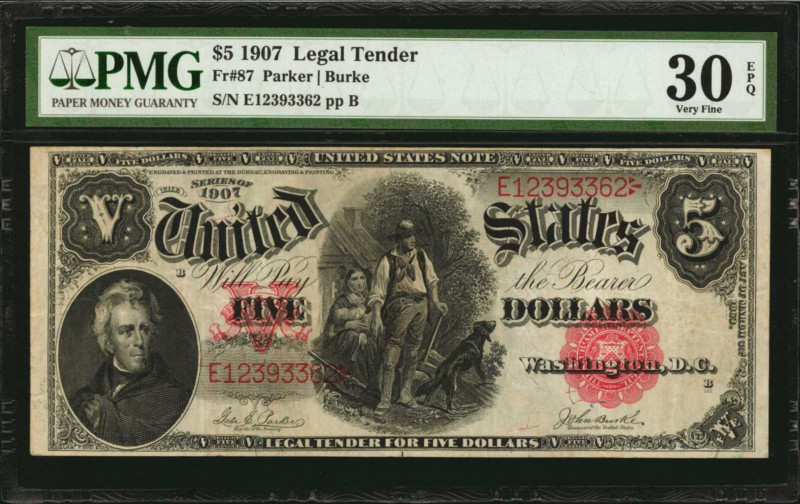 Legal Tender Notes

Fr. 87. 1907 $5 Legal Tender Note. PMG Very Fine 30 EPQ.
...