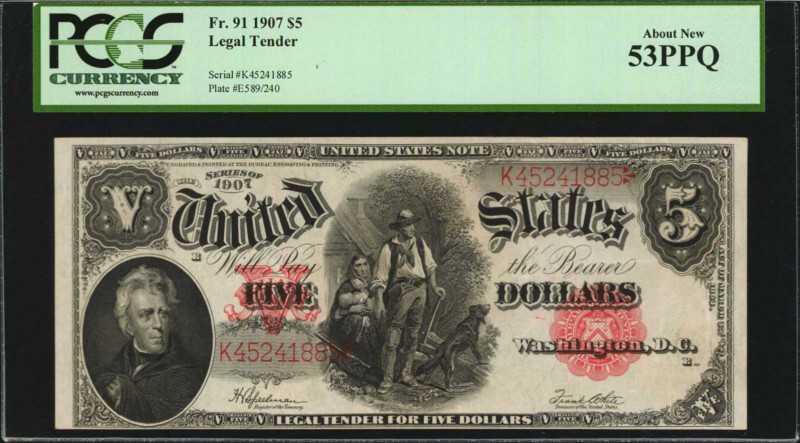 Legal Tender Notes

Fr. 91. 1907 $5 Legal Tender Note. PCGS Currency About New...