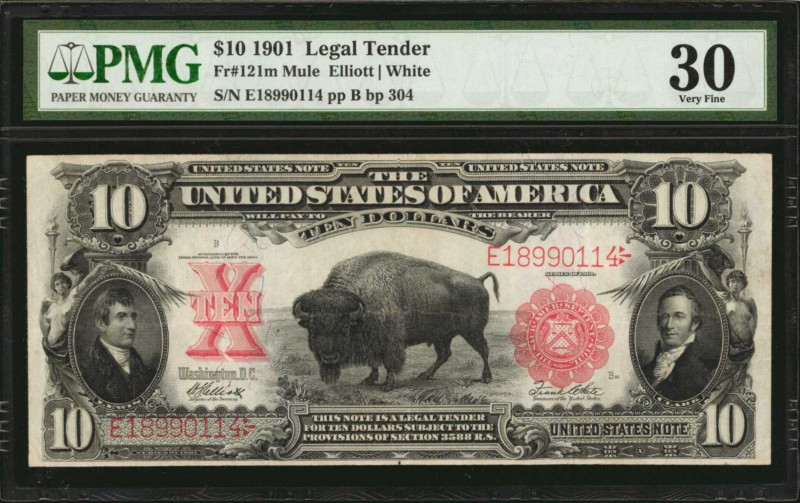 Legal Tender Notes

Fr. 121m. 1901 $10 Legal Tender Mule Note. PMG Very Fine 3...