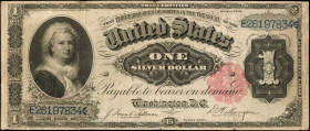 Silver Certificates

Fr. 223. 1891 $1 Silver Certificate. Fine.

Stains, ink, splits/tears and pinholes are noticed.

Estimate: $200.00- $300.00