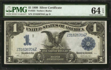 Silver Certificates

Fr. 233. 1899 $1 Silver Certificate. PMG Choice Uncirculated 64 EPQ.

A lovely near Gem example of this popular Silver Certif...