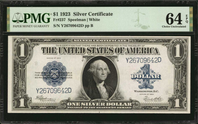 Silver Certificates

Fr. 237. 1923 $1 Silver Certificate. PMG Choice Uncircula...