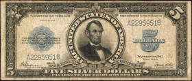 Silver Certificates

Fr. 282. 1923 $5 Silver Certificate. Fine.

A popular Lincoln Porthole Five. A paper pull is found on the reverse.

Estimat...