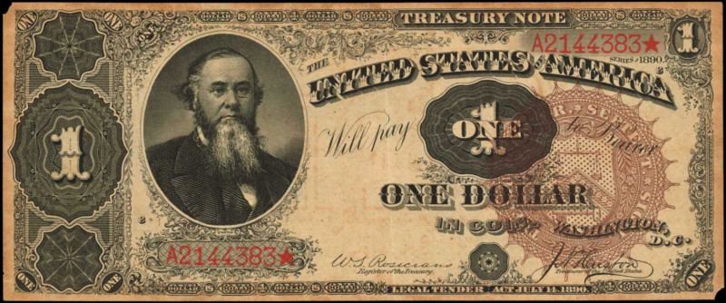 Treasury Note

Fr. 347. 1890 $1 Treasury Note. Very Fine.

A popular Ornate ...