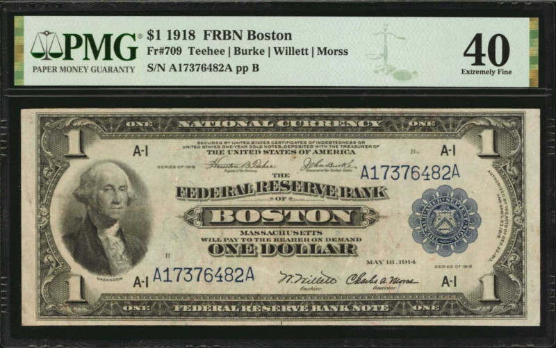 Federal Reserve Bank Notes

Fr. 709. 1918 $1 Federal Reserve Bank Note. Boston...