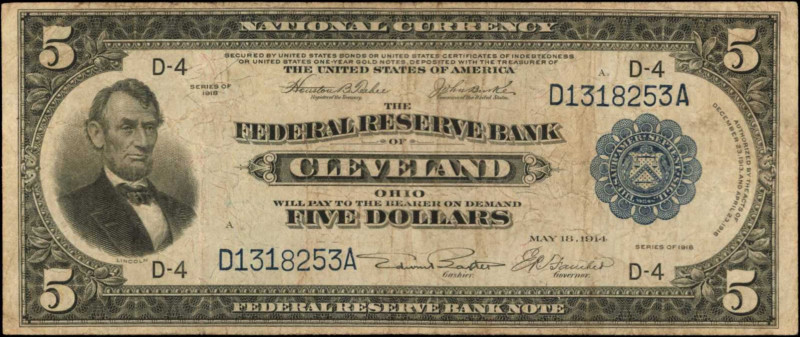 Federal Reserve Bank Notes

Fr. 785. 1918 $5 Federal Reserve Bank Note. Clevel...