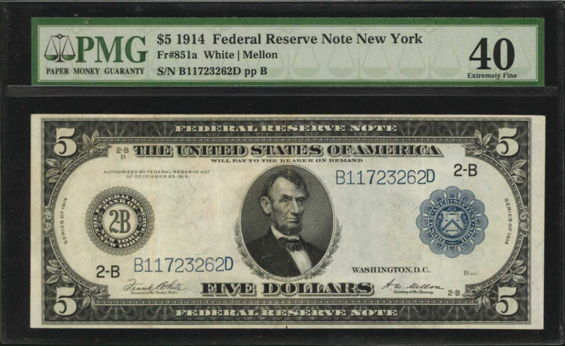 Federal Reserve Notes

Fr. 851a. 1914 $5 Federal Reserve Note. New York. PMG E...