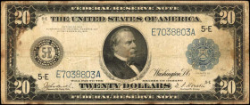 Federal Reserve Notes

Fr. 982. 1914 $20 Federal Reserve Note. Richmond. Fine.

Holes, stains and a foreign substance are noticed on this Richmond...