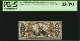 Third Issue

Fr. 1362. 50 Cents. Third Issue. PCGS Currency Choice About New 55 PPQ.

Green reverse without compact surcharge. Without design figu...