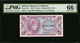 Military Payment Certificate

Military Payment Certificate. Series 641. 5 Cents. PMG Gem Uncirculated 66 EPQ. Replacement.

First printing. Replac...