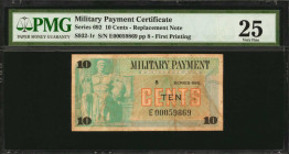 Military Payment Certificate

Military Payment Certificate. 10 Cent, First Printing. REPLACEMENT Series 692. PMG Very Fine 25.

REPLACEMENT, witho...