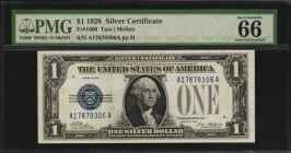 Silver Certificates

Fr. 1600. 1928 $1 Silver Certificate. PMG Gem Uncirculated 66 EPQ.

Estimate: $150.00- $200.00