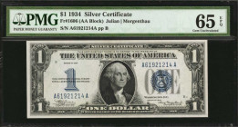 Silver Certificates

Fr. 1606. 1934 $1 Silver Certificate. PMG Gem Uncirculated 65 EPQ.

Estimate: $150.00- $200.00