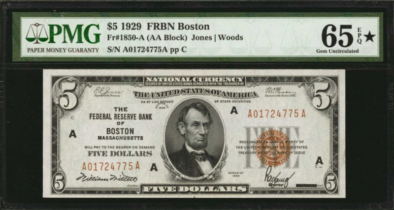 Federal Reserve Bank Notes

Fr. 1850-A. 1929 $5 Federal Reserve Bank Note. Bos...
