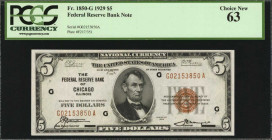 Federal Reserve Bank Notes

Fr. 1850-G. 1929 $5 Federal Reserve Bank Note. Chicago. PCGS Currency Choice New 63.

Estimate: $100.00- $200.00