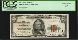Federal Reserve Bank Notes

Fr. 1880-I. 1929 $50 Federal Reserve Bank Note. Minneapolis. PCGS Currency Extremely Fine 45.

Estimate: $100.00- $150...