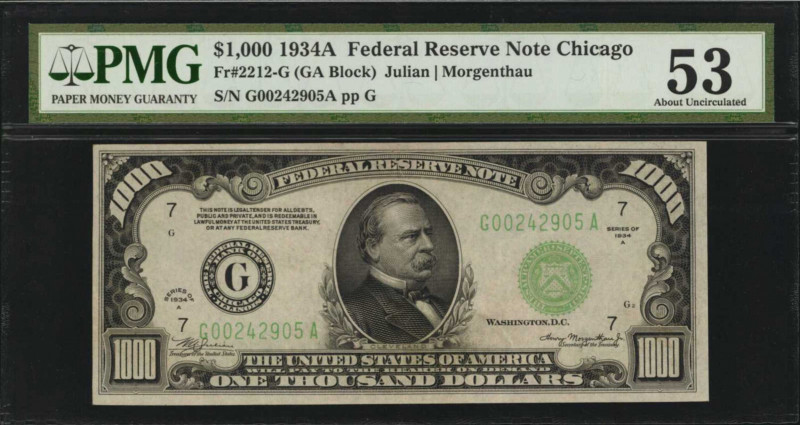 Federal Reserve Notes

Fr. 2212-G. 1934A $1000 Federal Reserve Note. Chicago. ...