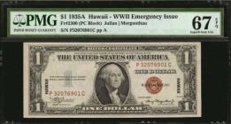 Hawaii Emergency Note

Fr. 2300. 1935A $1 Hawaii Emergency Note. PMG Superb Gem Uncirculated 67 EPQ.

A lofty Gem example of this WWII era Emergen...