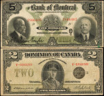 Miscellaneous Currency

Canada. Mixed Banks. P-34K & S548. 1923. 2 & 5 Dollars. Fine & Very Fine.

Included in this lot are P-34K Dominion of Cana...