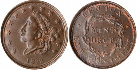 Hard Times Tokens

1838 Mint Drop. HT-63, Low-55, DeWitt-CE 1838-14, W-11-430a. Rarity-1. Copper. Plain Edge. MS-65 BN (PCGS).

29 mm.

Estimate...