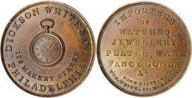 Hard Times Tokens

Pennsylvania--Philadelphia. Undated (1837-1838) Dickson, White & Co. HT-488, Low-Unlisted, W-PA-100-10b. Rarity-6. Brass. Plain E...
