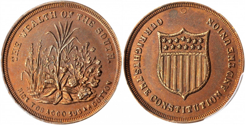 Patriotic Civil War Tokens

Undated (1860) THE WEALTH OF THE SOUTH / Shield. F...
