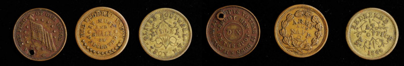 Civil War Tokens

Lot of (3) Civil War Tokens. Plain Edge. Extremely Fine.

...