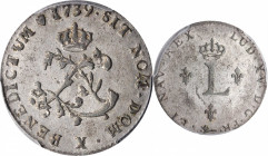 Sou Marque

1739-X Sou Marque. Amiens Mint. Vlack-213. Rarity-7. AU-55 (PCGS).

PCGS# 158609.

Estimate: $150