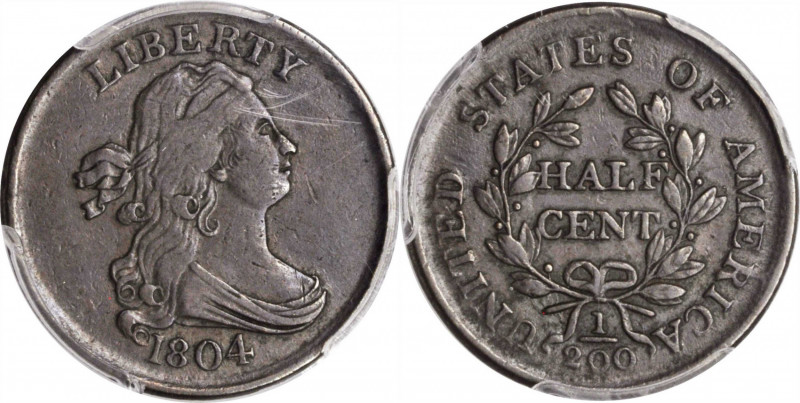 Draped Bust Half Cent

1804 Draped Bust Half Cent. Crosslet 4, Stems to Wreath...