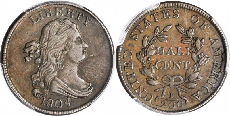 Draped Bust Half Cent

1804 Draped Bust Half Cent. C-6. Spiked Chin. EF-40 (PC...