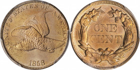 Flying Eagle Cent

1858 Flying Eagle Cent. Large Letters, High Leaves (Style of 1857), Type I. MS-64 (PCGS).

PCGS# 2019. NGC ID: 2277.

Estimat...