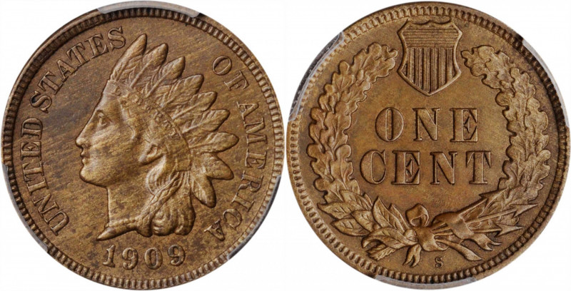 Indian Cent

1909-S Indian Cent. AU-55 (PCGS).

PCGS# 2238. NGC ID: 2298.
...
