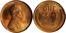 Lincoln Cent

1910 Lincoln Cent. MS-65 RD (PCGS).

PCGS# 2437. NGC ID: 22B5.

Estimate: $280