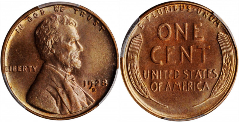 Lincoln Cent

1928-S Lincoln Cent. MS-64 RB (PCGS).

PCGS# 2592. NGC ID: 22C...