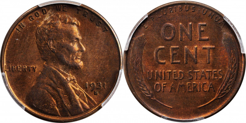 Lincoln Cent

1931-S Lincoln Cent. MS-64 BN (PCGS).

PCGS# 2618. NGC ID: 22D...