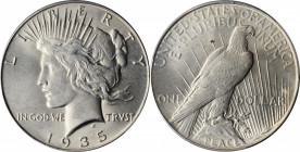 Peace Silver Dollar

1935 Peace Silver Dollar. MS-64 (PCGS).

PCGS# 7378. NGC ID: 2582.

Estimate: $200