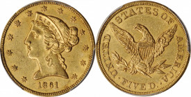Liberty Head Half Eagle

1861 Liberty Head Half Eagle. AU-58 (PCGS). CAC.

PCGS# 8288. NGC ID: 25VK.

Estimate: $1100