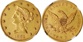 Liberty Head Eagle

1861 Liberty Head Eagle. AU-53 (NGC).

This lot includes a Certificate of Authenticity for the coin signed by Jay W. Johnson, ...