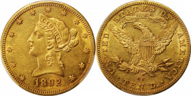 Liberty Head Eagle

1892-CC Liberty Head Eagle. AU Details--Cleaned (PCGS).

PCGS# 8722. NGC ID: 266W.

Estimate: $1600